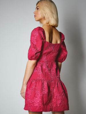 Pink Jacquard Tiered Dress | Women ...